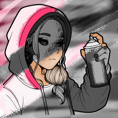 a realistic girl, spray painting