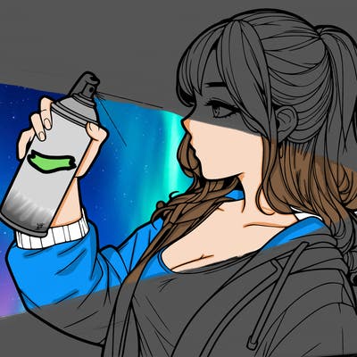 a realistic girl spray, painting