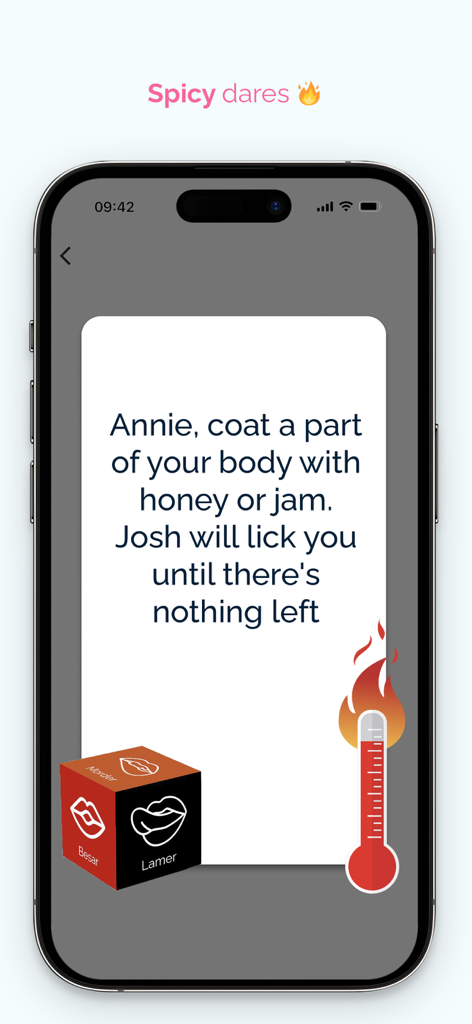 Duo: Game for couples - Spicy dare card interface from the Duo couples game app