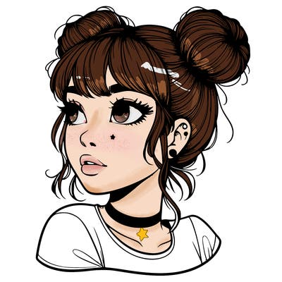 realistic girl with spacebuns