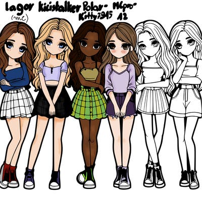 a group of girls realistic