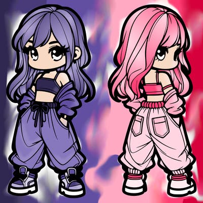 girl in crop top and baggy pants