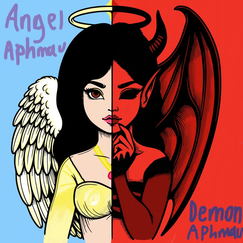 realistic angel half demon