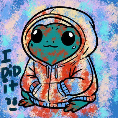 frog in a frog hoodie