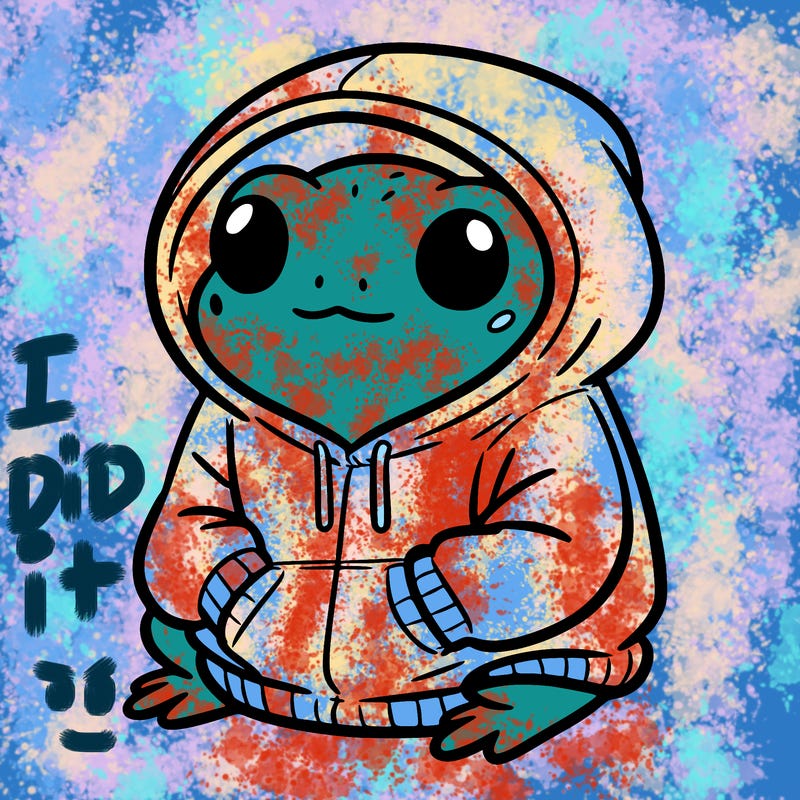 frog in a frog hoodie