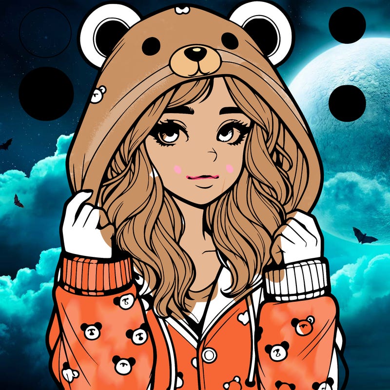 realistic girl in a animal pjs hoodie