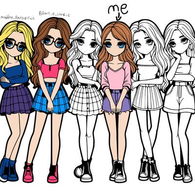 a group of girls realistic