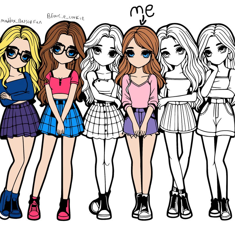 a group of girls realistic