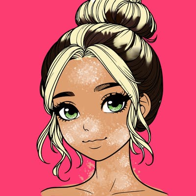 realistic pretty girl with hair in bun