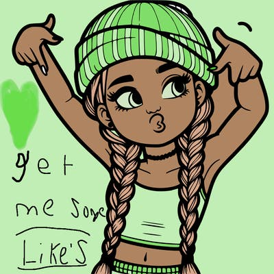 realistic teenage girl with braids and a beanie and crop top doing 🫶🏼