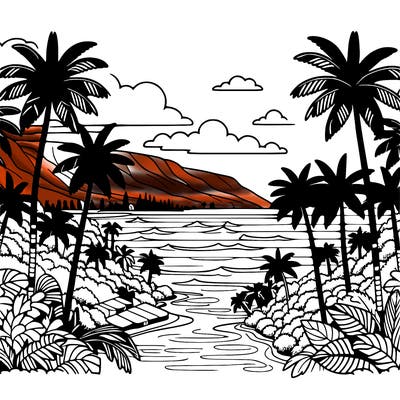 view of the ocean in hawaii lots of palm trees and beautiful view