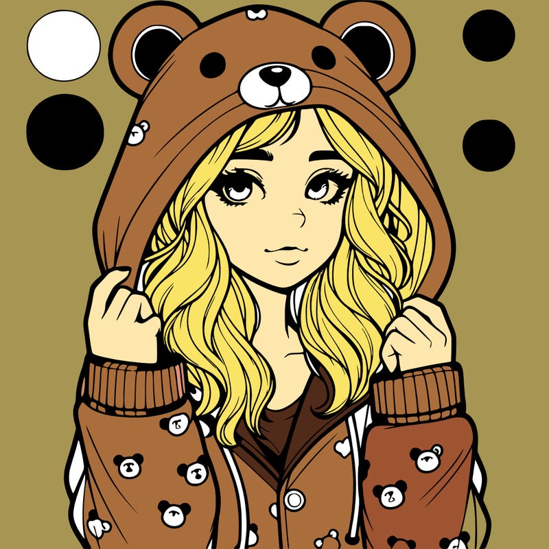 realistic girl in a animal pjs hoodie