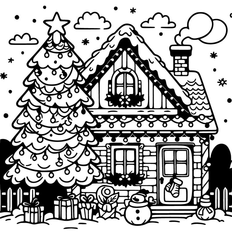 christmas tree decorated house