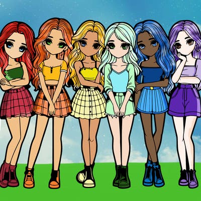 a group of girls realistic