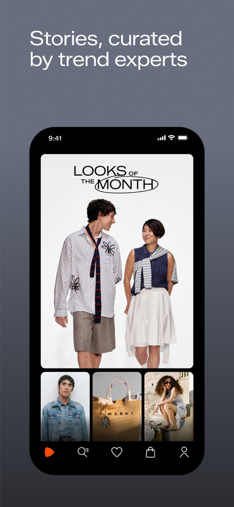 Zalando app screen showing curated fashion stories and looks of the month for style inspiration