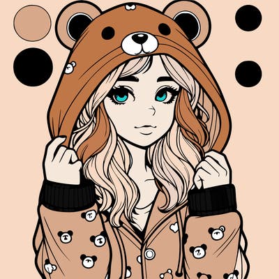 realistic girl in a animal pjs hoodie