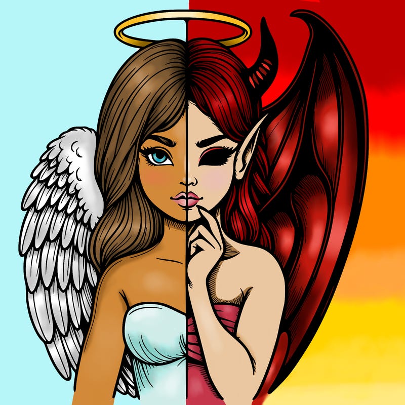 realistic angel half demon