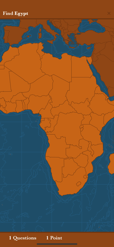 Quiz de geografía preguntando por Egipto en un mapa de África