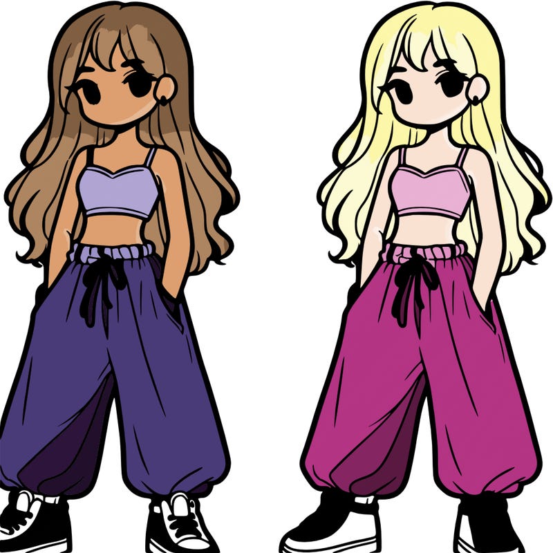 girl in crop top and baggy pants