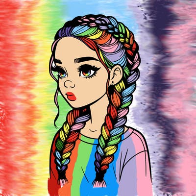 realistic girl with braids