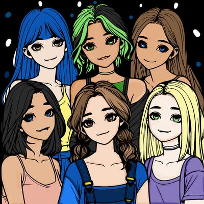 a group of girls realistic