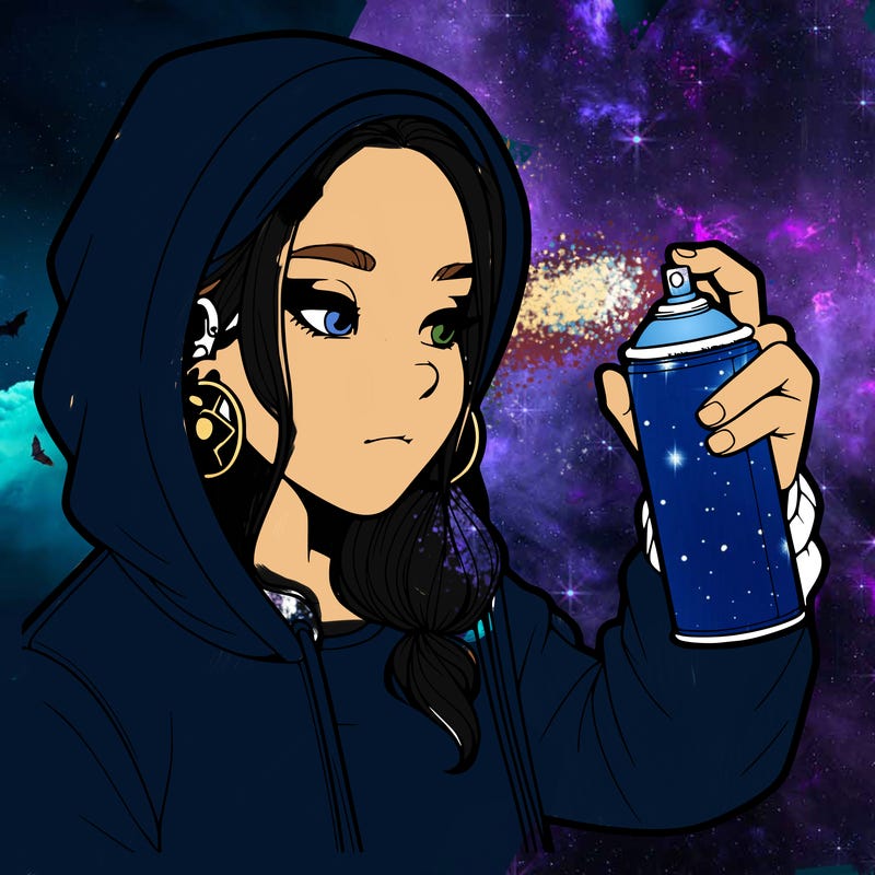a realistic girl, spray painting