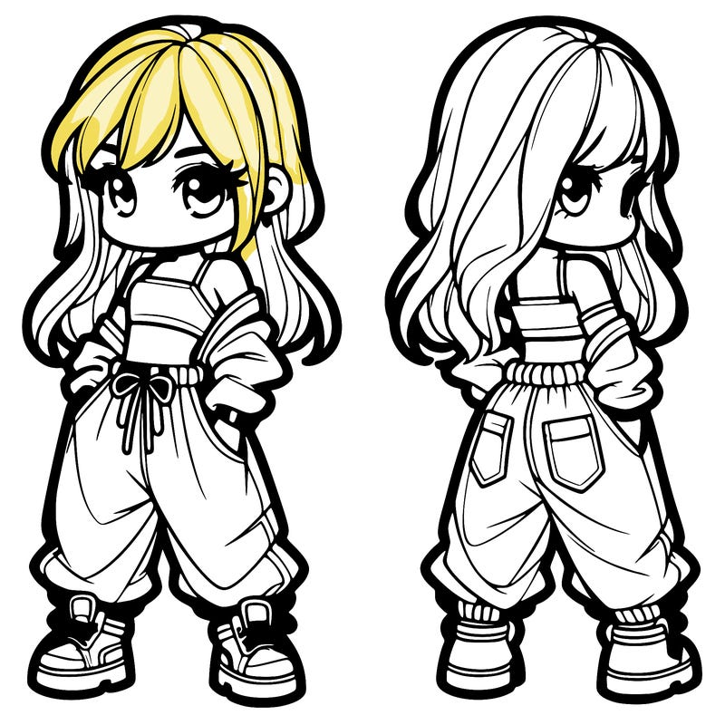 girl in crop top and baggy pants