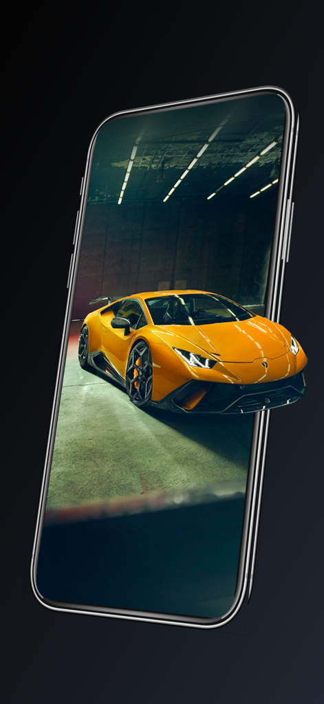 Car Wallpapers Background 4K - A vibrant yellow Lamborghini sports car displayed as a 4K wallpaper on a smartphone screen