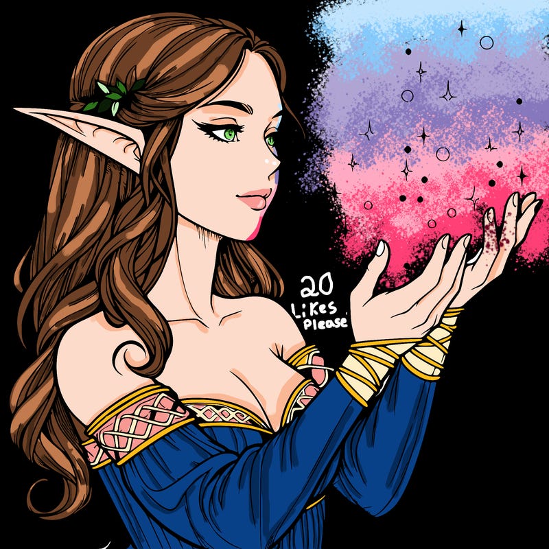 realistic elf girl doing magic