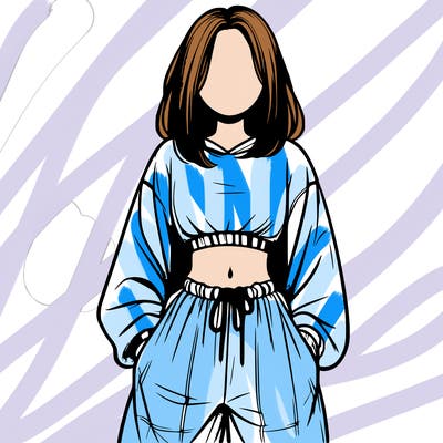 realistic girl faceless with baggy pants and a crop top