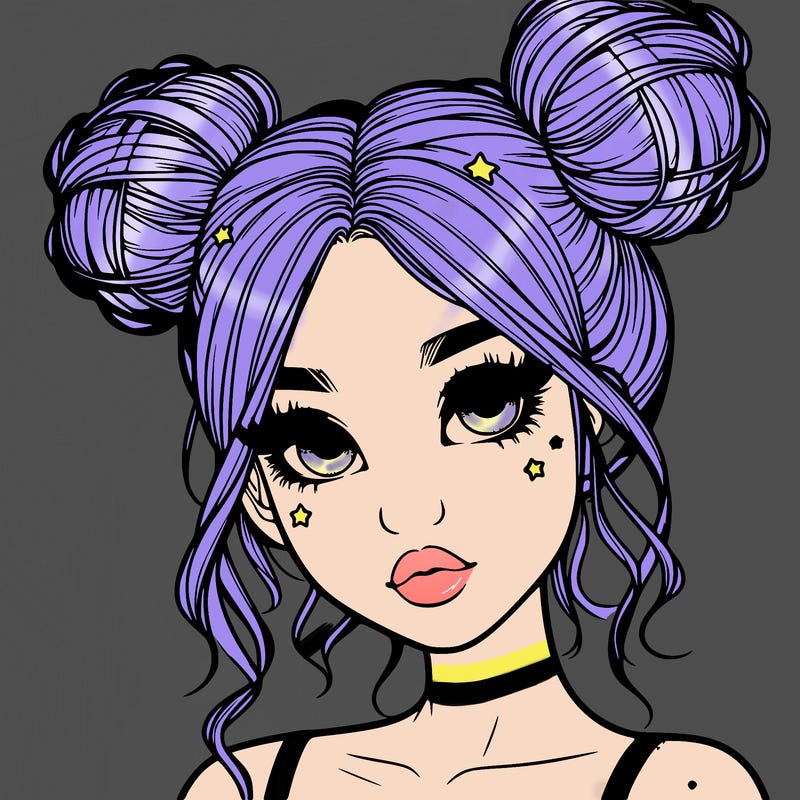 realistic girl with space buns