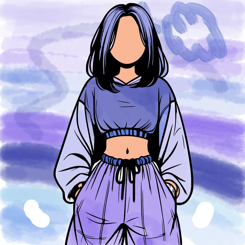 realistic girl faceless with baggy pants and a crop top