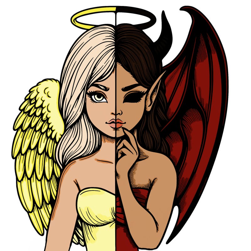 realistic angel half demon