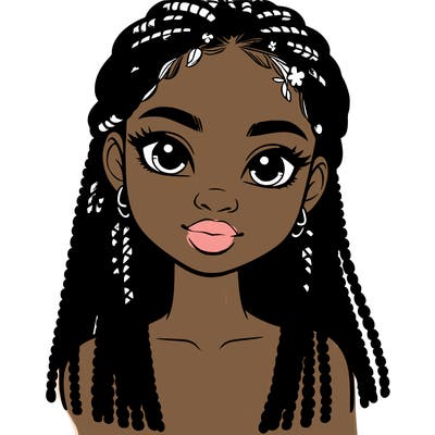 a realistic black girl with braids