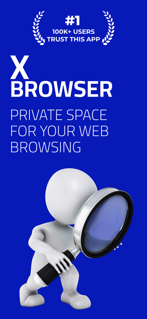 X Browser PRO - Private & Safe - X Browser PRO App-Oberfläche, die den privaten Bereich für das Webbrowsing hervorhebt