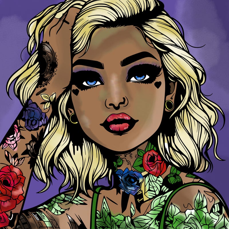 realistic girl with tattoos all over