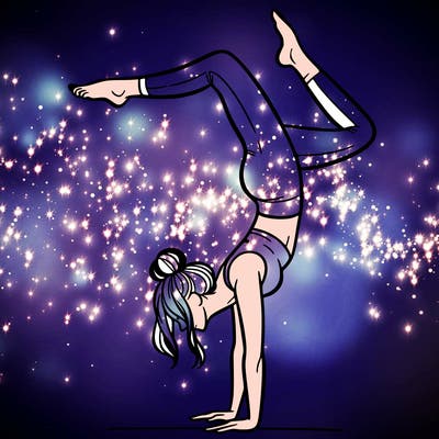 a woman doing a handstand