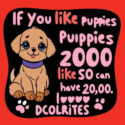cute puppy saying if you like puppies like so i can have 20,00 likes