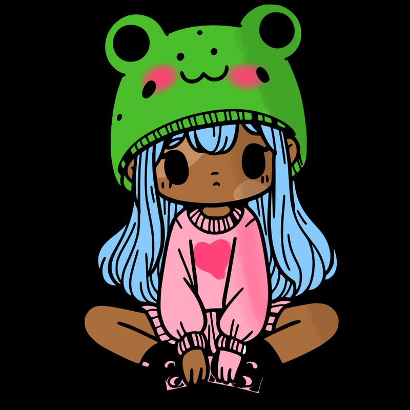 a girl wearing a frog hat and some frog socks