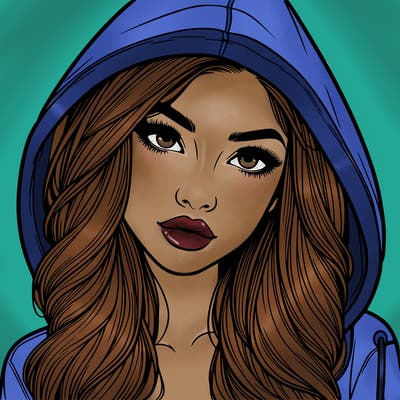 realistic beautiful girl with a hood on