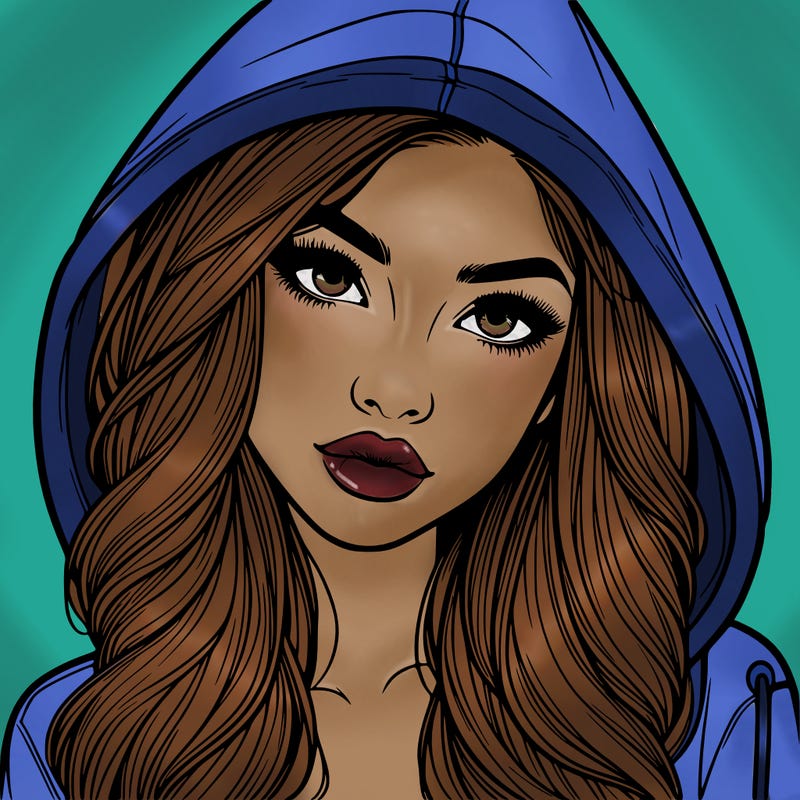 realistic beautiful girl with a hood on
