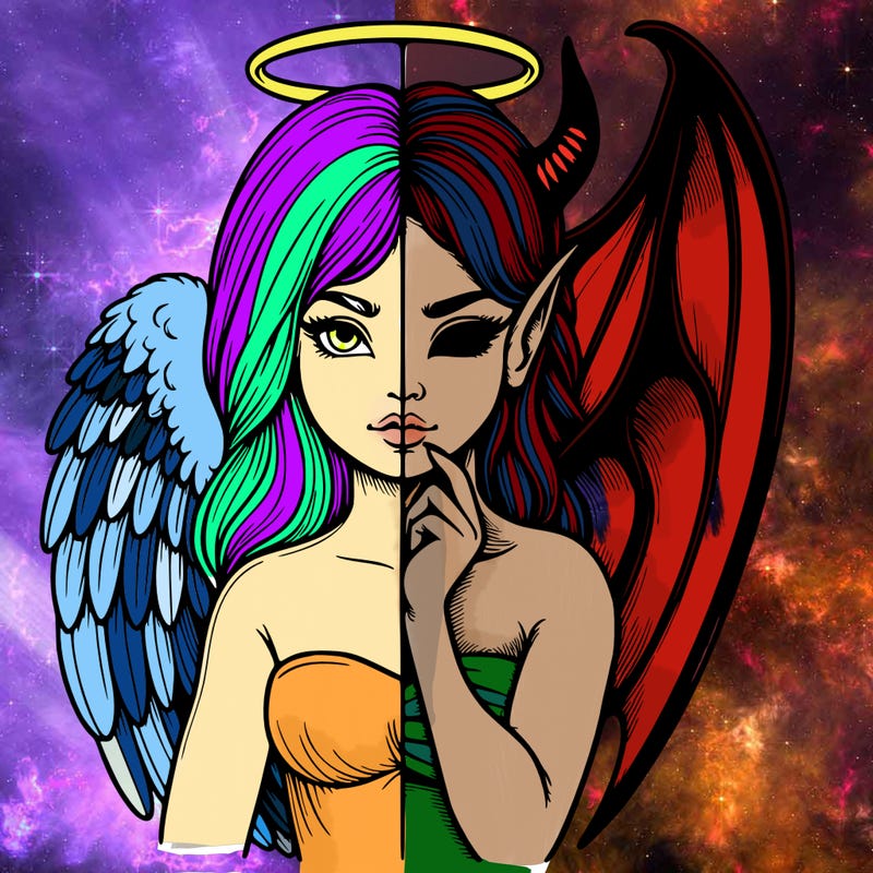 realistic angel half demon