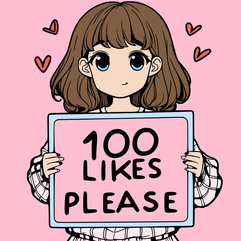 a girl holding a sign saying 100 likes please