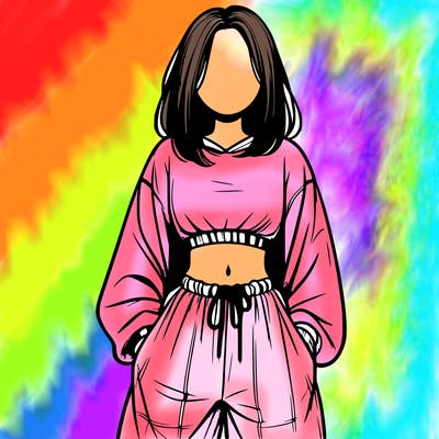 realistic girl faceless with baggy pants and a crop top