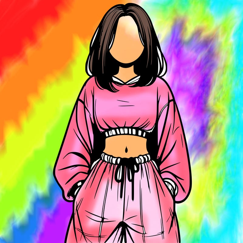 realistic girl faceless with baggy pants and a crop top