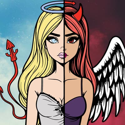 devil vs angel realistic girl