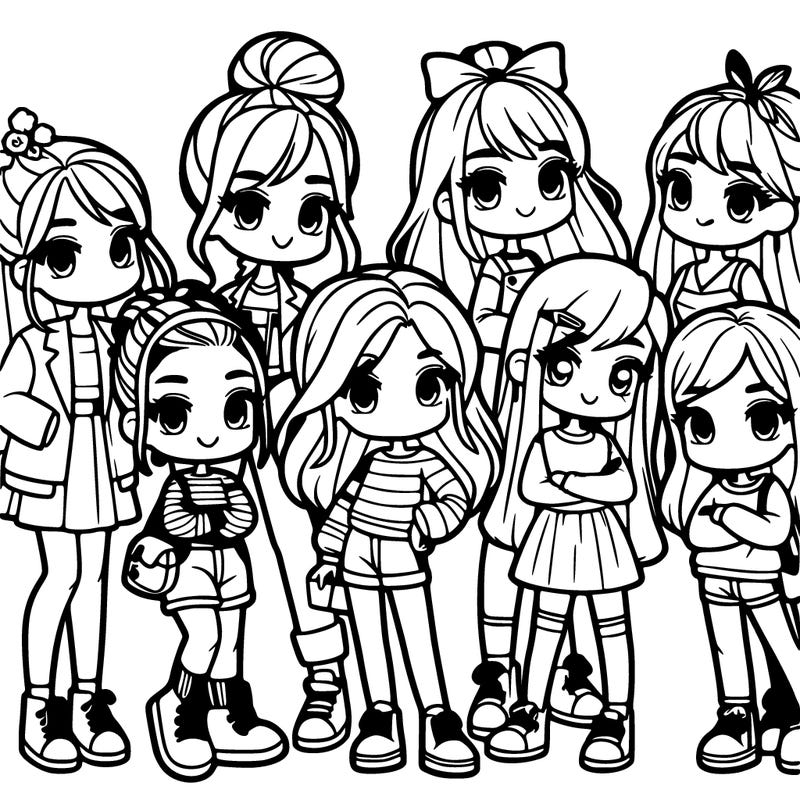 a group of seven girls