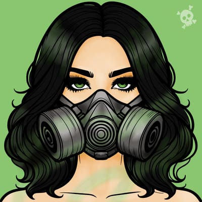 realistic hot girl with gas mask