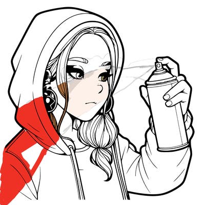 a realistic girl, spray painting