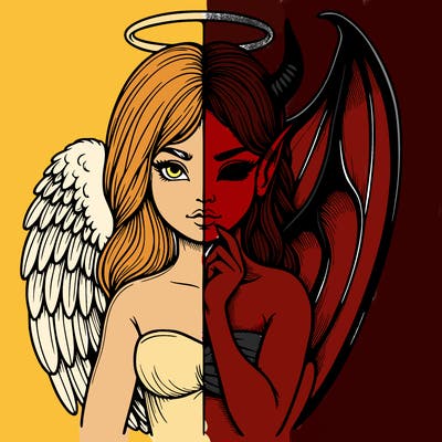 realistic angel half demon